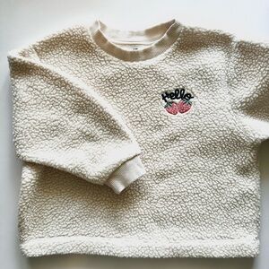 H&M Cream Sherpa Sweatshirt with Strawberry Patch